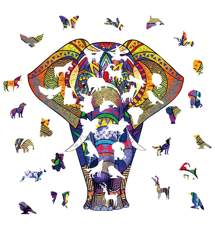 Vibrant Wooden Animal Puzzle - Elephant