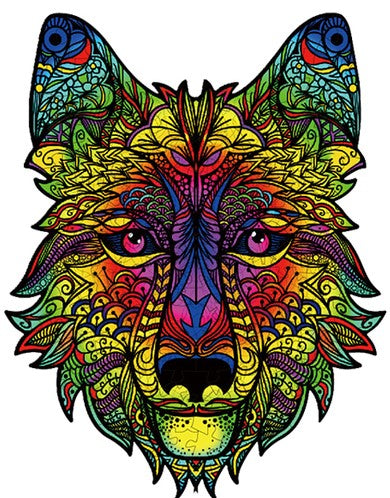 Vibrant Wooden Animal Puzzle - Wolf