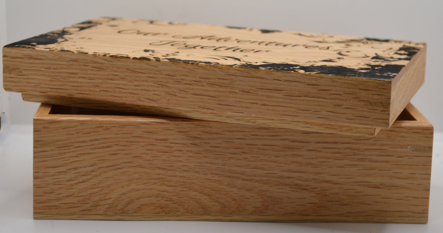 Our Adventures oak keepsake box