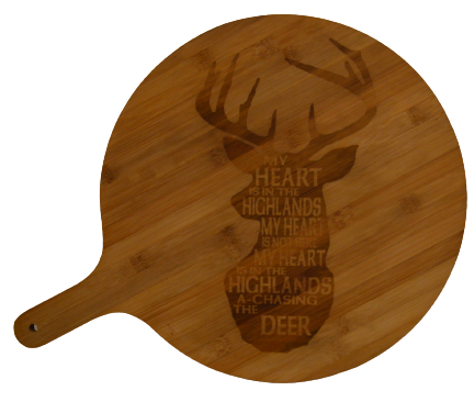 Large Round Bamboo Chopping Board - Highland Stag