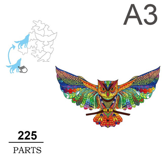 Vibrant Wooden Animal Puzzle - Owl