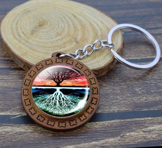 Tree of Life Wooden Keyring - Reflection
