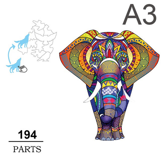 Vibrant Wooden Animal Puzzle - Elephant