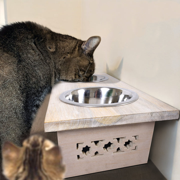 Whitewash Raised Pet Feeder