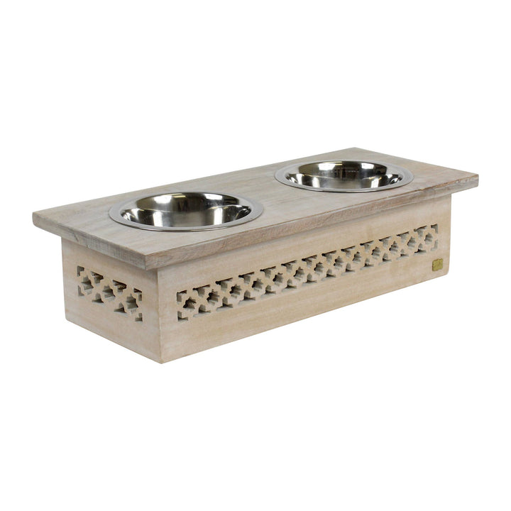 Whitewash Raised Pet Feeder