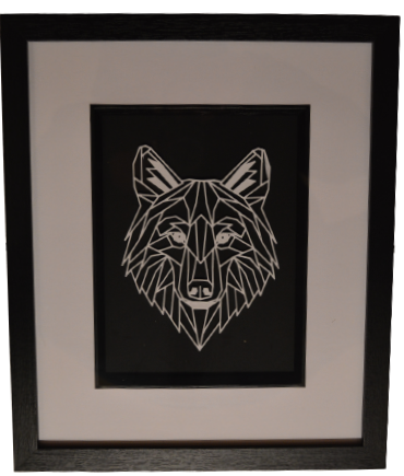 Framed Geometric Animal - Wolf Head
