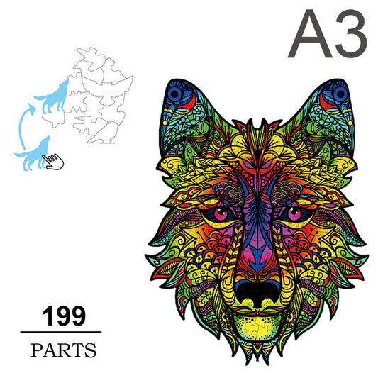 Vibrant Wooden Animal Puzzle - Wolf